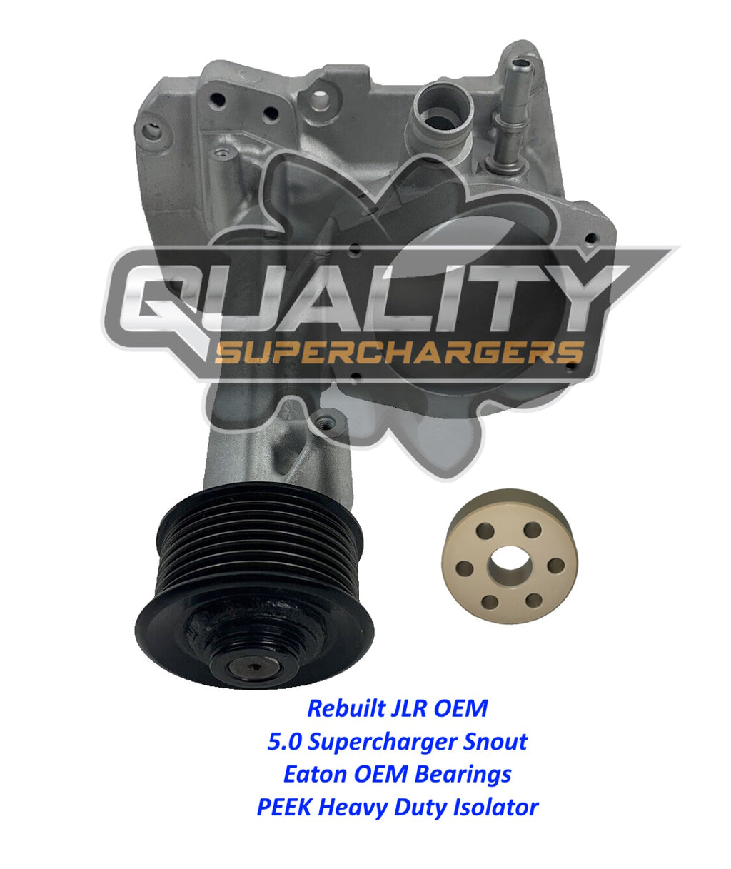 Rebuilt Supercharger Snout 5.0 Vacuum Actuator Land Rover Range Jaguar Griptec Pulley 2.35" 59.6mm 2010 -2013