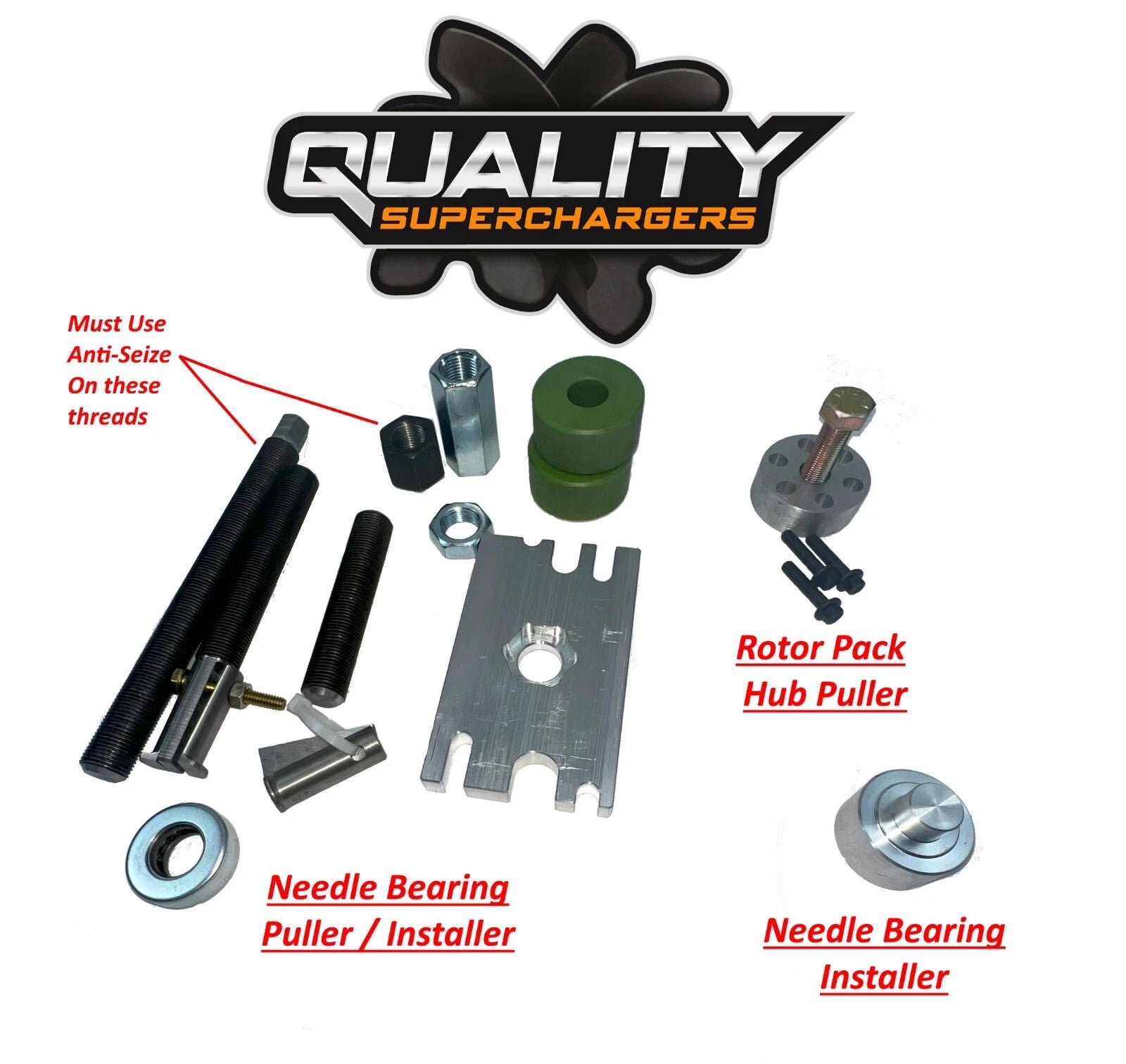 Supercharger Needle Bearings Hub Puller for TVS Superchargers includes Nearing Install Tools