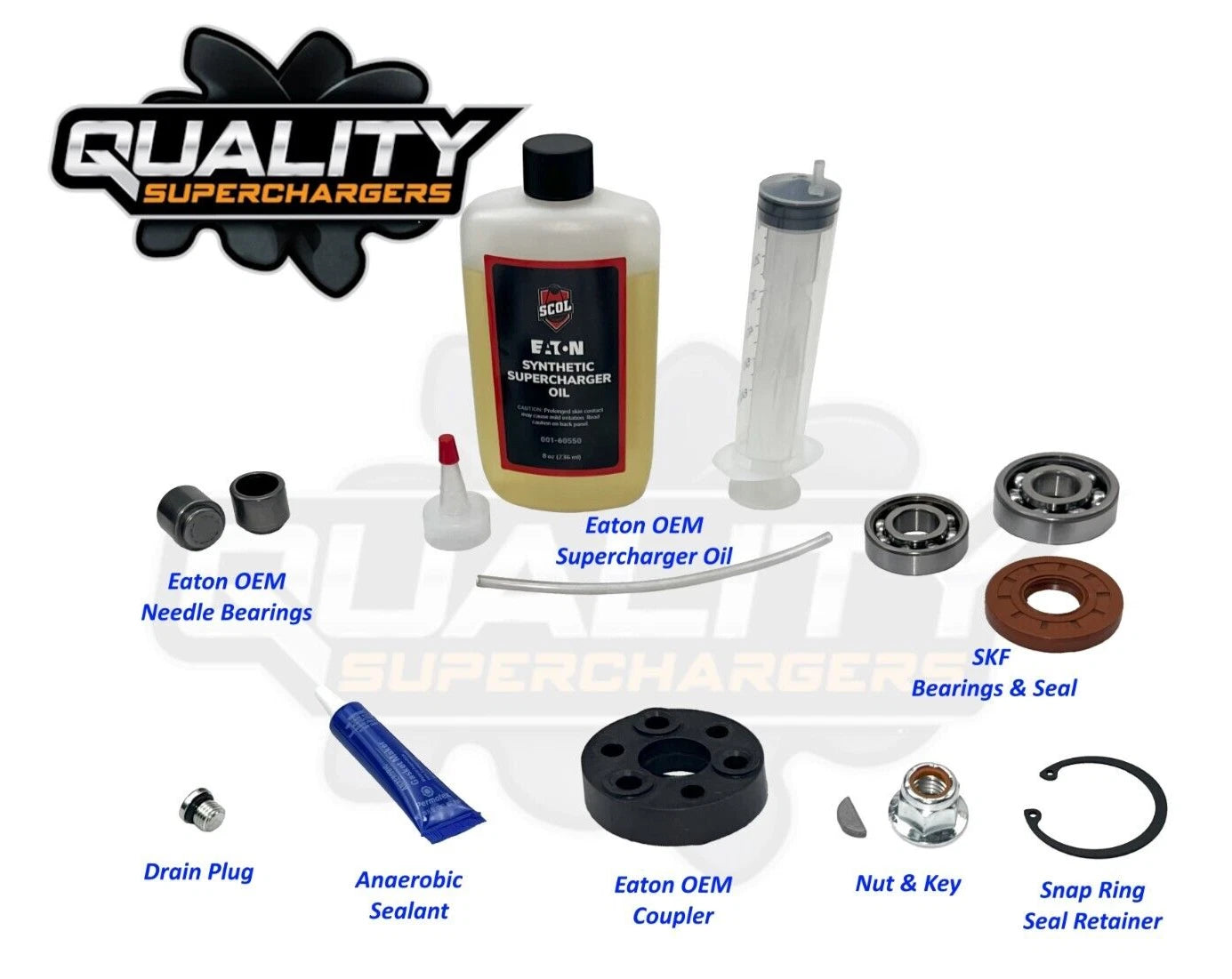 fits Jackson Racing Eaton Supercharger Bearings Coupler New M45 M62 Miata Snout Rebuild kit  w/ Case Needle Bearings